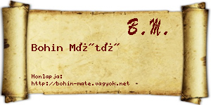 Bohin Máté névjegykártya
